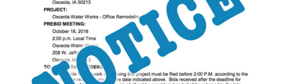 PUBLIC NOTICE: Osceola Water Works Advertisement for Bids