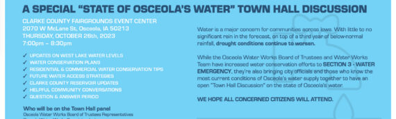 Special Event – Town Hall Discussion – State of Osceola’s Water