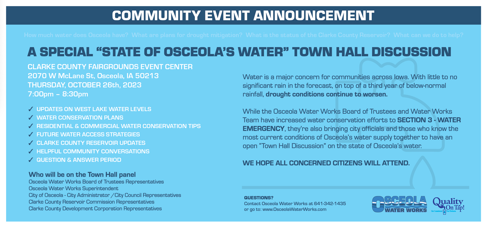 special Town Hall Meeting about Osceola's drought and water emergency