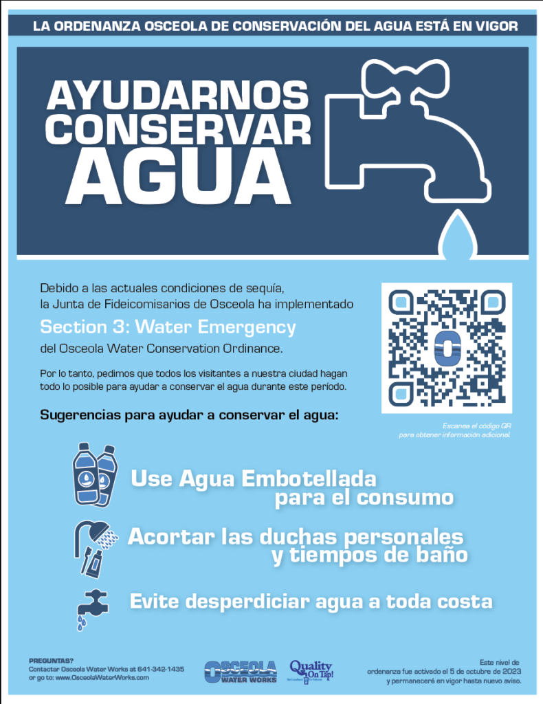help osceola iowa conserve water