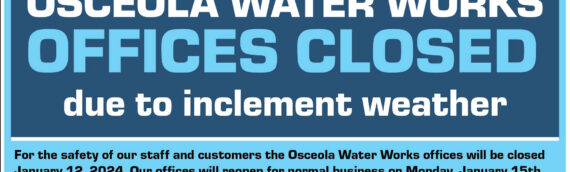 SPECIAL WEATHER ANNOUNCEMENT: OWW OFFICES CLOSED DUE TO INCLEMENT WEATHER