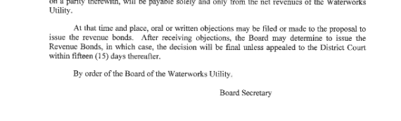 PUBLIC HEARING ON PROPOSED ACTION: REVENUE BONDS